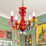 Small Crystal Chandelier 4-LIGHT Colorful Acrylic Ceiling For Kids Room. Fixed Price $66.60.