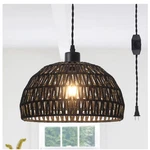 Lwytjo Derica 1-LIGHT Black Plug-in Boho Rattan Dome Pendant W/14.7FT Cord. Fixed Price $49.95.