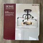 Home Decorators Shirwell 3 Light Bronze Semi Flush Mount With Clear Glass Shade. Fixed Price $39.99.