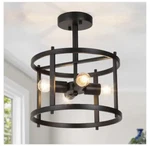 Lnc Black Semi Flush Mount Rustic 4-LIGHT Drum Farmhouse Ceiling. Fixed Price $35.38.