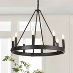 8 Lights Farmhouse Wagon Wheel Chandelier, D24" Black Round Chandeliers For D.... Fixed Price $148.76.