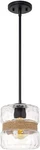 Sage 10" Modern Pendant Light Textured Black Rope Accent Hammered Glass Etl. Fixed Price $56.00.