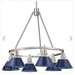 Golden Lighting Orwell 6-LIGHT Chandelier, Pewter/matte Navy 3306-6PW-NVY. Fixed Price $249.99.