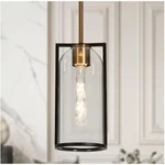Lnc 1-LIGHT Black & Brass Pendant Bottle Clear Glass Hanging A05232. Fixed Price $44.99.