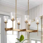 Uolfin Modern Gold Bell Chandelier 6-LIGHT W/ Clear Glass Shades. Fixed Price $144.99.