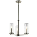 Kichler 43997 Nickel Crosby 3-LIGHT 18"W Chandelier Semi Flush Mount. Fixed Price $105.00.