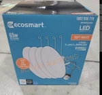 New In Box Ecosmart 4 Pack Of 5"&6" Led Recessed Trim Lights Dimmable 65WATT. Fixed Price $14.00.