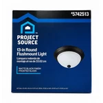 Project Source 13" Round Flushmount Ceiling Light Matte Black Frosted Glass Etl. Fixed Price $22.12.