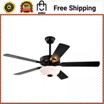 Edvivi 52 Matte Black 5-BLADE Led Ceiling Fan 6-SPEED Light Kit Remote. Fixed Price $73.99.