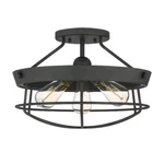 Hampton Bay Southbourne 15.5IN 3-LIGHT Matte Black Semi Flush Mount Sealed. Fixed Price $79.95.