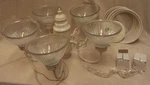 New W/o Tags Vaxcel 5 Light Cream Chandelier Ceiling Hanging Glass Shade. Fixed Price $53.95.