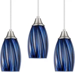 Dark Blue Glass Pendant Lights - 3 Pack For Kitchen Island & Dining Room. Fixed Price $238.99.