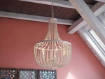 Kenroy 93132WW Home Dumas 5-LIGHT Weathered White Wood Bead Chandelier. Fixed Price $145.00.
