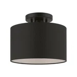 Livex Bainbridge 1 Light Small Semi-flush, Black/black Fabric/white 45662-04. Fixed Price $107.96.