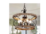 Bella Depot Mid-century 5-LIGHT Weathered Wood Caged Ceiling Chandelier. Fixed Price $137.50.