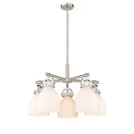 Innovations Newton Bell Lt 7" Stem Chandelier, Sn/white 410-5CR-SN-G412-7WH. Fixed Price $992.20.