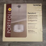 Portfolio 0339794 Pendant Light Brushed Nickel Metal Fabric Shade New. Fixed Price $60.00.