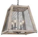 Lnc 15.5" Rustic Farmhouse Wood Chandelier, Square Lantern Cage, 4-LIGHT. Fixed Price $346.46.