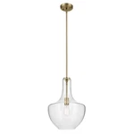 Kichler Everly 19.7" Brass Bell Pendant Light Clear Seeded Glass Modern Kitchen. Fixed Price $116.99.