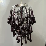 Eurofase Modern Pendant Light Purple Glass Rain Drop Shade Polished Silver. Fixed Price $80.00.