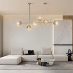 6-LIGHT Modern Gold Linear Globe Ceiling Pendant Lamp Sputnik Chandelier. Fixed Price $66.15.
