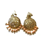 Bold Chandelier Pink Gold French Hook Earrings Faux Pearl Rhinestone Bollywood. Fixed Price $16.09.