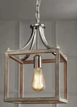 Hampton Bay Boswell Quarter 1-LIGHT Brushed Nickel Mini-pendant Weathered Wood. Fixed Price $69.99.