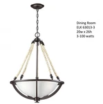 Chandelier Elk Natural Rope Aged Bronze Pendant EK-63013-3. Fixed Price $40.00.