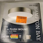 Hampton Bay Luis 11" Light Brushed Nickel Adjustable Cct Led Ceiling Flush Mount. Fixed Price $22.50.