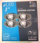 Recessed Swivel Lighting Kit Dimmable With Bulbs 3" Brushed Nickle 4 Pack Nadair. Fixed Price $47.05.