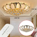 Flush Mount 7 Head Crystal Lotus Chandelier Elegant Gold Led Ceiling Lamp Top. Fixed Price $92.12.