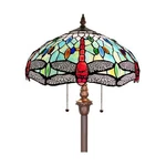 Capulina Tiffany Floor Lamp Fine Sky Dragonfly Style Stained Glass Standing L.... Fixed Price $231.82.