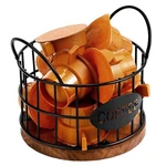 Coffee Pod Holder Wire Basket Wooden Base Counter Storage Home Hotel Bar. Fixed Price $24.17.