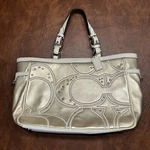Coach Leather Gallery Tote Bag Purse Metallic Light Gold With Crystals & Studs. Fixed Price $99.99.