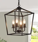 Amzasa 4 Light Industrial Pendant Chandelier, Black Metal Cage Farmhouse. Fixed Price $89.99.