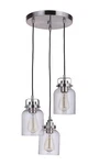 Brushed Polished Nickel Three Light Pendant From The Foxwood Collection. Fixed Price $176.85.