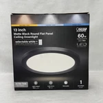 Feit Electric 13 Inch Matte Black Round 4-WAY Led Dimmable Flush Mount Light. Fixed Price $64.50.