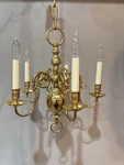 Virginia Metalcrafters Apothecary Brass Colonial Williamsburg 5 Light Chandelier. Fixed Price $1750.00.