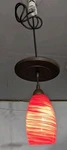 Litex Red Swirl Glass Pendant Hanging Light With Fixture Easy Install. Fixed Price $24.99.