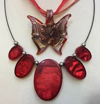 Red Glass Necklaces Butterfly Pendant & Oval Beads Collar Choker Lot 2. Fixed Price $21.99.