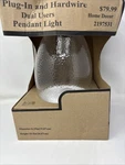 Glass Pendant Light Plug-in Or Hardwire Textured Clear Hobby Lobby Intertek New. Fixed Price $27.99.