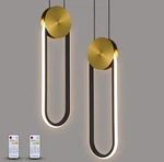 Modern Pendant Lights Fixtures Set Of 2, Led Black And Gold Dimmable .... Fixed Price $69.00.