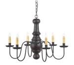 Irvin's 6 Arm Maple Glenn Wooden Chandelier - Country Primitive Lighting New!. Fixed Price $549.95.