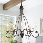 Lnc 5-LIGHT Bronze French Country/cottage Crystal Chandelier. Fixed Price $182.21.
