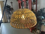 Boho Rattan Basket Pendant Light Shade Farmhouse Wicker By Elyona Model UP0075. Fixed Price $55.00.