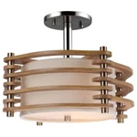 Woodbridge Lighting Steps 3-LIGHT & Fabric Semi Flush Fixture Ash/nickel. Fixed Price $143.65.