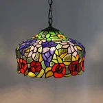 Vintage Tiffany Style Wisteria Rose Stained Glass Ceiling Pendant Light Fixture. Fixed Price $229.99.