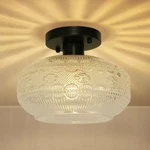Yansun 9.5 In. 1-LIGHT Black Semi Flush Ceiling Light, Vintage Glass Fixture. Fixed Price $59.99.