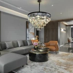 Modern Crystal Chandelier Luxtry Round Living Room Pendant Light Fixture. Fixed Price $305.10.
