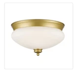 Z-lite 15.75 In. 3-LIGHT Satin Gold Flushmount With Matte Opal Shade. Fixed Price $60.02.